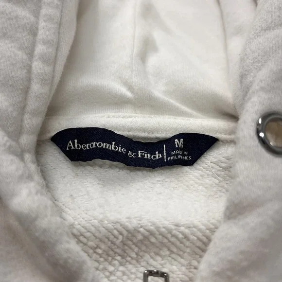 Abercrombie & Fitch Y2K Quarter Zip Jacket Cozy White Women's Medium Long Sleeve - Picture 3 of 10